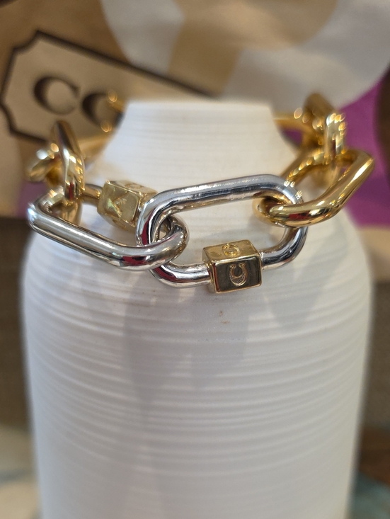Coach Jewelry - Coach 2 Toned Chain Link 8 Inch Braclet Nwt